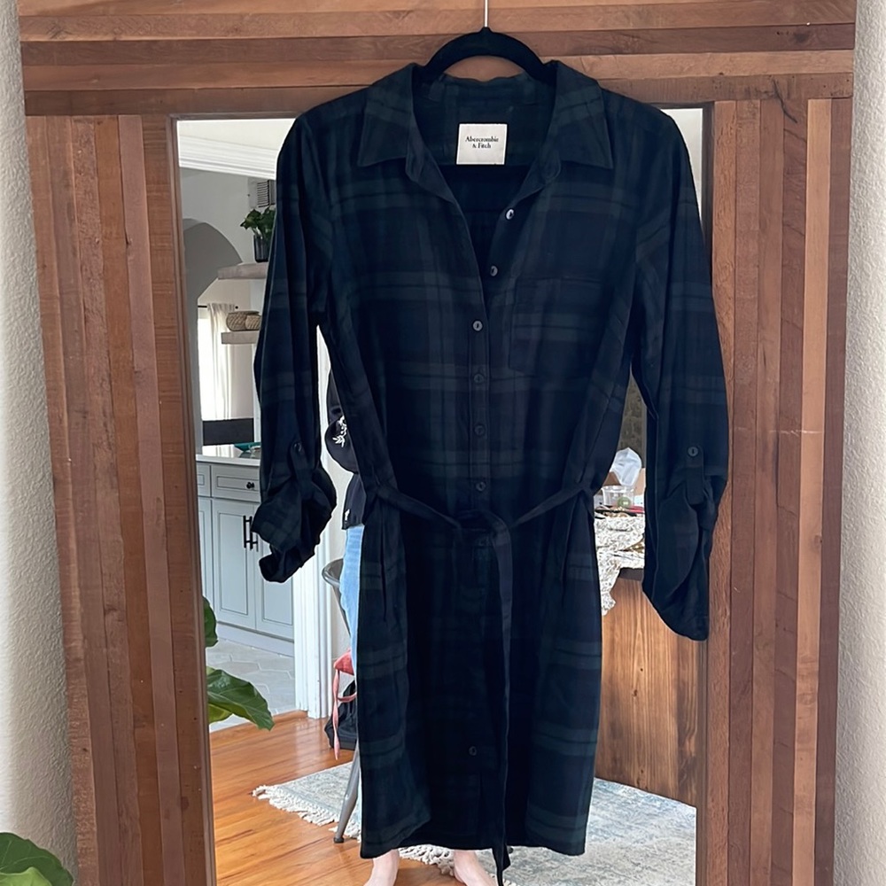 A&F flannel dress with tie